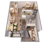 thiết kế chung cư 2 phòng ngủ